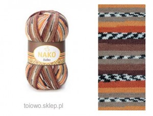 włóczka Nako Boho 81257 w tonacji rudo-brązowej