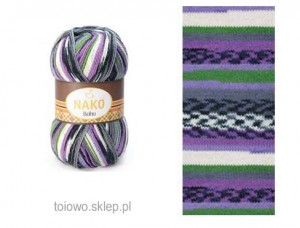 włóczka Nako Boho 81265 w tonacji zielono-fioletowej