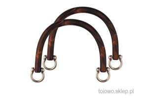 rączki do torebki - U - z metalową szeklą, otwarte, ciemny bursztyn