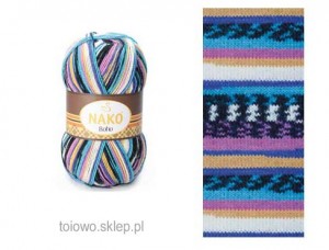 włóczka Nako Boho 81264 w tonacji lila--niebieskiej