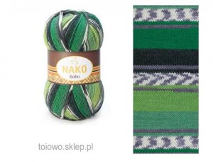 włóczka Nako Boho 81261 w tonacji zielono-szarej