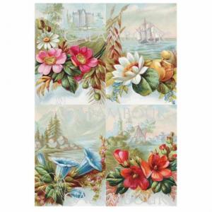 RP 65 - kwiaty - papier ryżowy do decoupage