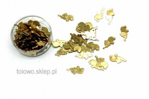 cekiny słoniki 12mm - złote