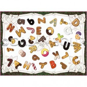 papier do decoupage 'u CAL  047 - literki z ciastek
