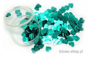 cekiny serca 7mm - zielone