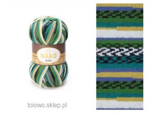 włóczka Nako Boho 81267 w tonacji zielono-niebieskiej