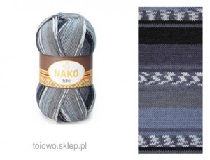 włóczka Nako Boho 81258 w tonacji stalowo-szarej